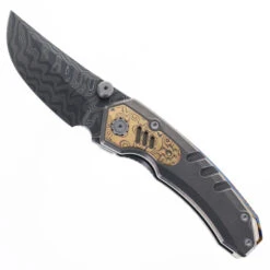 Maxace Blacklight-02 Folding Knife Titanium & Mokume Gane Handle Damascus Blade OM03-1-C