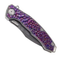 Maxace Halictus Folding Knife Titanium/Zirmascus Handle Damascus Plain Edge MM37-1-C -Blades MAXACE HALICTUS TIMASCUS MM37 I C 01 29687.1741115927