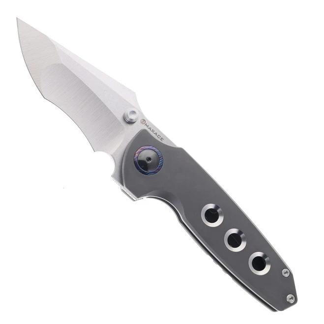 Maxace Knives Manticore OM35 Pocket Knife Titanium W/ Holes Handle Magnacut Steel Blade M18B 1 Maxace Knives Manticore OM35 Pocket Knife Titanium W/ Holes Handle Magnacut Steel Blade M18B