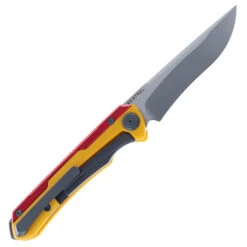 Maxace Kestrel Folding Knife Yellow/Red Aluminum/G10 Handle Magnacut Drop Point Plain Edge Satin Finish MM28-1-D -Blades MAXACE MM28 1 D KESTREL 06 79606.1723064513