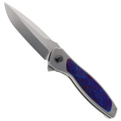 Maxace Perseus Folding Knife Grey Titanium Handle Timascus Inlay Magnacut Steel Blade OM47-0-D