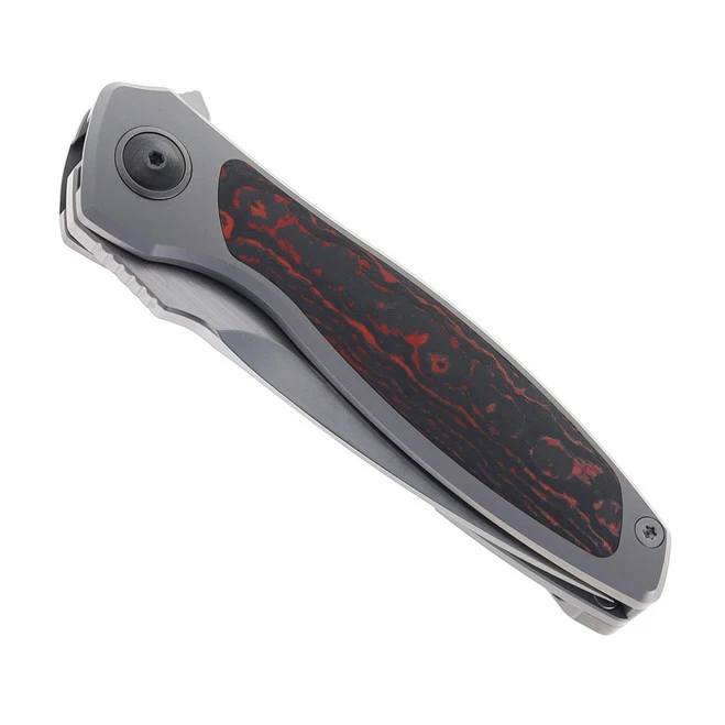Maxace Perseus Folding Knife Grey Titanium Handle Red Carbon Fiber Inlay Magnacut Steel Blade OM47-1-A 3 Maxace Perseus Folding Knife Grey Titanium Handle Red Carbon Fiber Inlay Magnacut Steel Blade OM47-1-A - Image 3