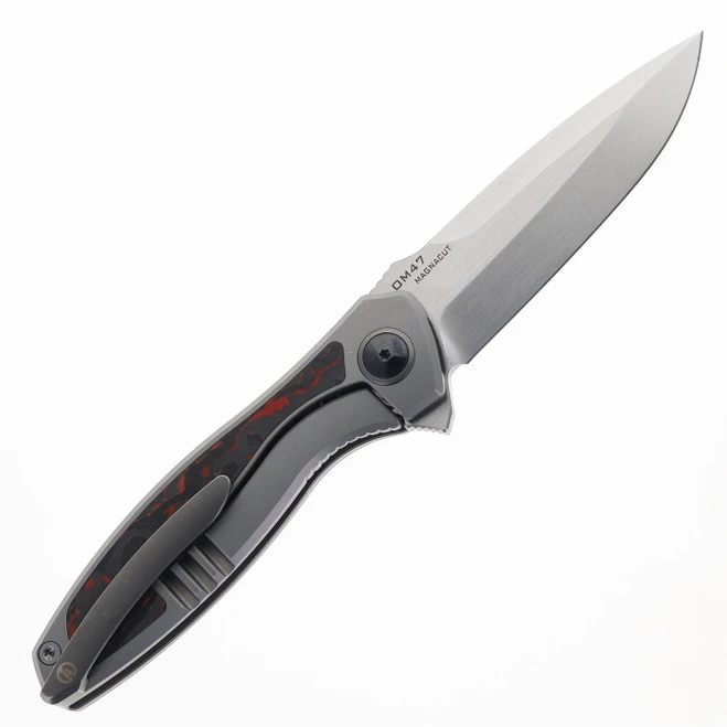 Maxace Perseus Folding Knife Grey Titanium Handle Red Carbon Fiber Inlay Magnacut Steel Blade OM47-1-A 2 Maxace Perseus Folding Knife Grey Titanium Handle Red Carbon Fiber Inlay Magnacut Steel Blade OM47-1-A - Image 2