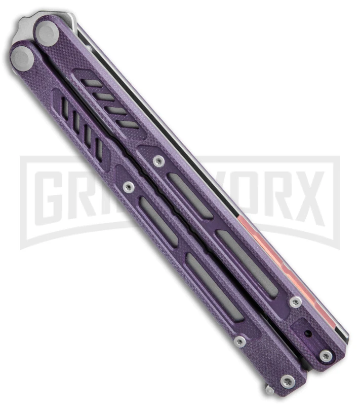 Maxace Banshee V2 Premium Balisong Butterfly Knife Purple G-10 - Satin Plain 2 Maxace Banshee V2 Premium Balisong Butterfly Knife Purple G-10 - Satin Plain - Image 2