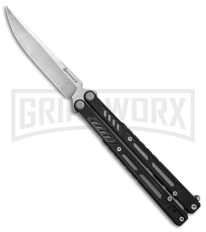 Maxace Banshee V2 Premium Balisong Butterfly Knife Black G-10 - Satin Plain 1 Maxace Banshee V2 Premium Balisong Butterfly Knife Black G-10 - Satin Plain
