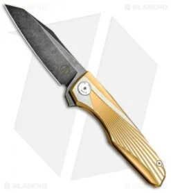 Maxace Knives Cicada Frame Lock Knife Gold Ti (3.75" Black SW)