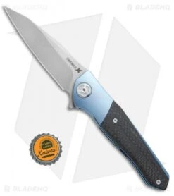 Maxace Dwemer Assassin Wharncliffe LL Knife CF/Blue Ti (3.8" Stonewash) -Blades Maxace Dwemer Assassin Wharncliffe LL CF Blue Ti SW ASS02 BHQ 72040 jr bottlecap