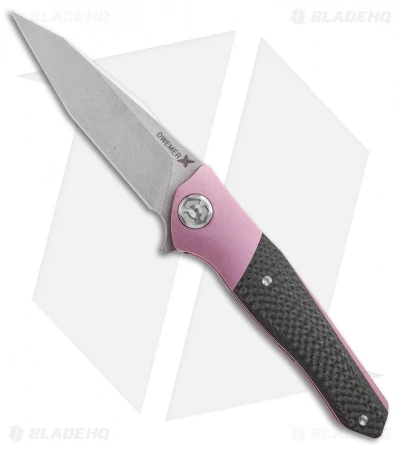Maxace Dwemer Assassin Liner Lock Knife Carbon Fiber/ Purple Ti (3.8" Stonewash)