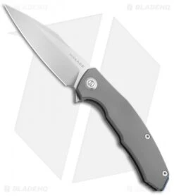 Maxace Halictus Frame Lock Knife Ti W/ Blue Clip (3.75" Stonewash)