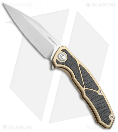 Maxace Halictus Frame Lock Knife Bronze Ti/CF (3.75" Stonewash)