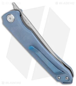 Maxace Kestrel-K Liner Lock Knife Blue/Gray G-10 (3.75" Satin) -Blades Maxace Kestrel K LL Gray G 10 Satin BHQ 141998 jr side