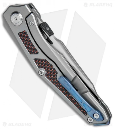 Maxace Knives Glede Frame Lock Knife Blasted Ti/Red LSCF (3.75" Satin) MG01 3 Maxace Knives Glede Frame Lock Knife Blasted Ti/Red LSCF (3.75" Satin) MG01 - Image 3