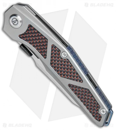 Maxace Knives Glede Frame Lock Knife Blasted Ti/Red LSCF (3.75" Satin) MG01 2 Maxace Knives Glede Frame Lock Knife Blasted Ti/Red LSCF (3.75" Satin) MG01 - Image 2