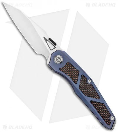 Maxace Knives Glede Frame Lock Knife Blue Ti/Red LSCF (3.75" Satin) MG03
