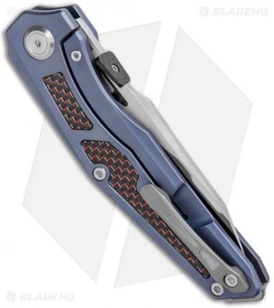 Maxace Knives Glede Frame Lock Knife Blue Ti/Red LSCF (3.75" Satin) MG03 3 Maxace Knives Glede Frame Lock Knife Blue Ti/Red LSCF (3.75" Satin) MG03 - Image 3