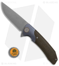 Maxace Knives Goliath 2.0 Liner Lock Knife Micarta/Blue Titanium (4.5" SW) -Blades Maxace Knives Goliath 2 LLK Micarta Blue Ti 4in SW BHQ 147319 td2