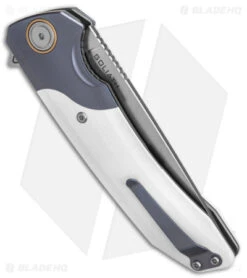 Maxace Knives Goliath 2.0 Liner Lock Knife White G-10/Blue Titanium (4.5" SW) 6 Maxace Knives Goliath 2.0 Liner Lock Knife White G-10/Blue Titanium (4.5" SW) -Blades Maxace Knives Goliath 2 LLK White G10 Blue Ti 4in SW BHQ 147324 td side