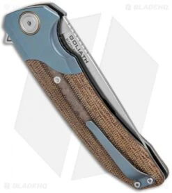 Maxace Knives Goliath 2.0 Liner Lock Knife Micarta/Blue Titanium (4.5" Satin) -Blades Maxace Knives Goliath 2.0 LL Micarta Blue Ti SW BHQ 124314 jr side