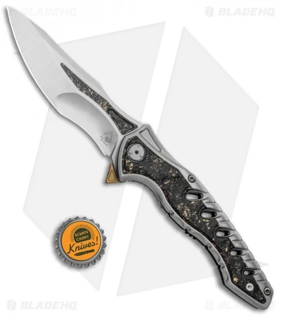 Maxace Knives Hive Frame Lock Knife Gold Marble CF (4.25" Satin W/ CF Inlay) 5 Maxace Knives Hive Frame Lock Knife Gold Marble CF (4.25" Satin W/ CF Inlay) - Image 5