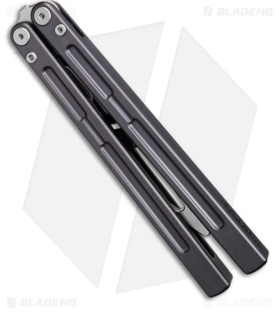 Front Page 19 Front Page -Blades Maxace Phantom Balisong Trainer gray Aluminum SW BHQ 180483 KC side 1