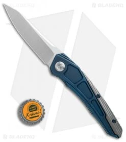 Maxace Ptilopsis Hybrid Integral Frame Lock Knife Blue/Gray Ti (Bevel Satin) -Blades Maxace Ptilopsis hybrid integral blue gray ti bevel satin BHQ 74283 er bottlecap