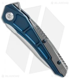 Maxace Ptilopsis Hybrid Integral Frame Lock Knife Blue/Gray Ti (Bevel Satin) -Blades Maxace Ptilopsis hybrid integral blue gray ti bevel satin BHQ 74283 er spine