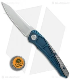 Maxace Ptilopsis Hybrid Integral Frame Lock Knife Blue/Gray Ti (Hand Satin) 9 Maxace Ptilopsis Hybrid Integral Frame Lock Knife Blue/Gray Ti (Hand Satin) -Blades Maxace Ptilopsis hybrid integral blue gray ti straight bevel BHQ 74309 er bottlecap