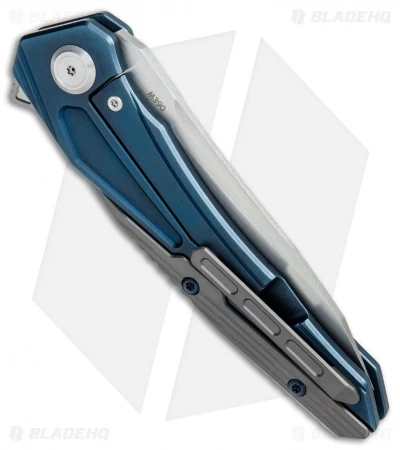Maxace Ptilopsis Hybrid Integral Frame Lock Knife Blue/Gray Ti (Hand Satin) 2 Maxace Ptilopsis Hybrid Integral Frame Lock Knife Blue/Gray Ti (Hand Satin) - Image 2
