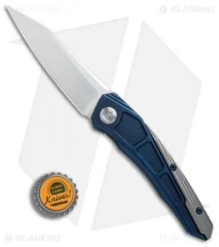 Maxace Ptilopsis Tanto Hybrid Integral Frame Lock Knife Blue Ti (Hand Satin) -Blades Maxace Ptilopsis tanto hybrid integral blue ti straight satin BHQ 74313 er bottlecap