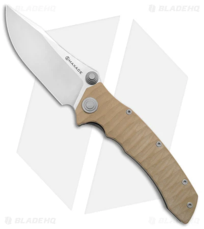 Maxace Knives Sandstorm-K Liner Lock Knife Brown G-10 (4.4" Satin)
