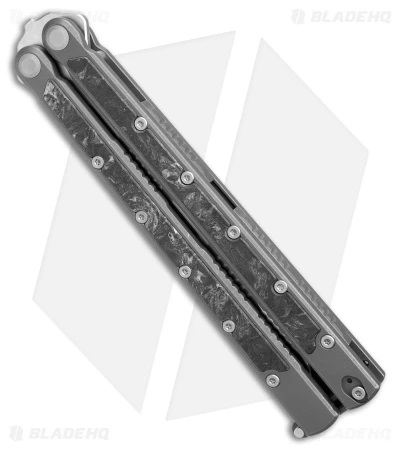 Maxace Shi Balisong Butterfly Knife Black Stonewash Carbon Fiber (4.5" Satin) 2 Maxace Shi Balisong Butterfly Knife Black Stonewash Carbon Fiber (4.5" Satin) - Image 2