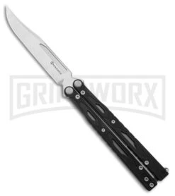 Maxace Unicorn Black G-10 Balisong Butterfly Knife - Bowie Satin Plain