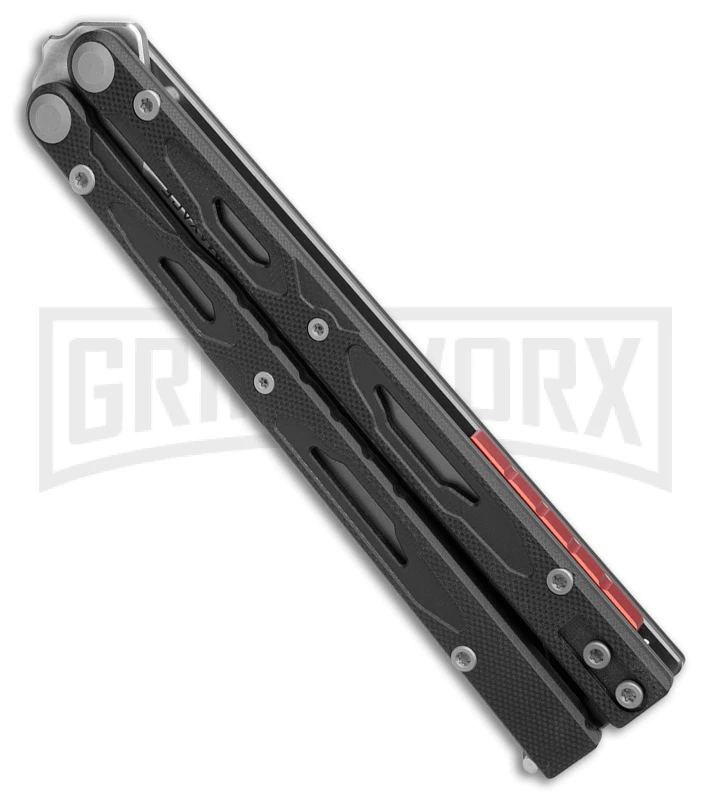 Maxace Unicorn Black G-10 Balisong Butterfly Knife - Bowie Satin Plain 2 Maxace Unicorn Black G-10 Balisong Butterfly Knife - Bowie Satin Plain - Image 2