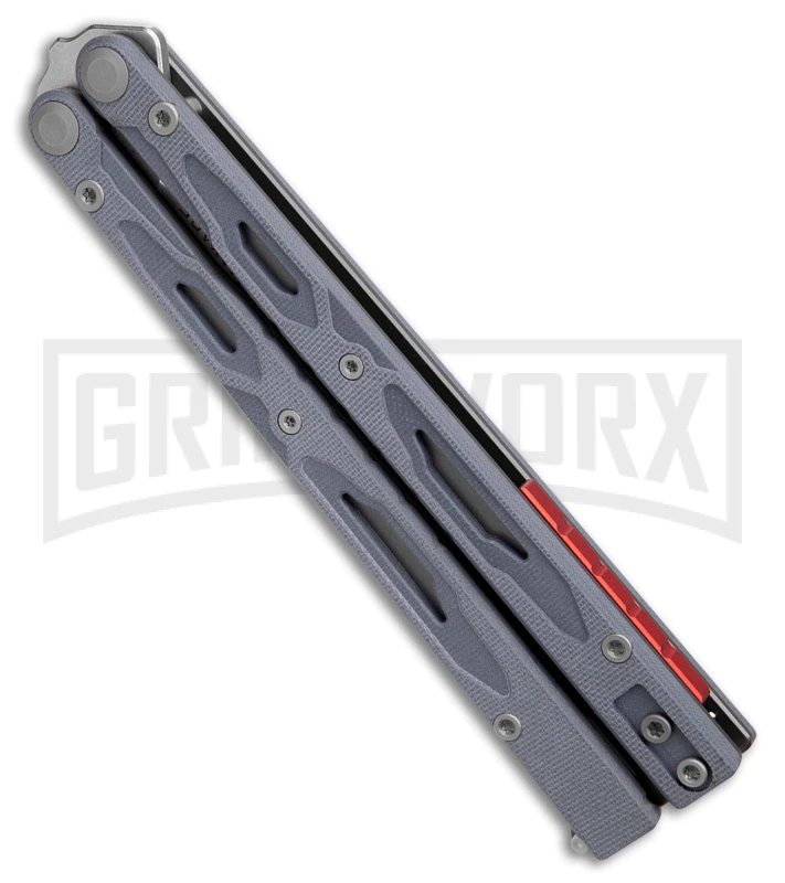 Maxace Unicorn Gray G-10 Balisong Butterfly Knife - Bowie Satin Plain 2 Maxace Unicorn Gray G-10 Balisong Butterfly Knife - Bowie Satin Plain - Image 2