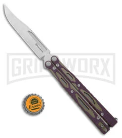 Maxace Unicorn Purple/Green G-10 Balisong Butterfly Knife - Bowie Satin Plain 11 Maxace Unicorn Purple/Green G-10 Balisong Butterfly Knife - Bowie Satin Plain -Blades Maxace Unicorn Balisong Butterfly Purple Green G10 Satin Bowie GX 40491 jr bottlecap large