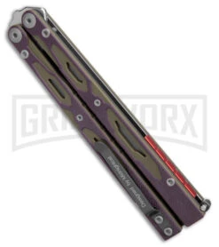 Maxace Unicorn Purple/Green G-10 Balisong Butterfly Knife - Bowie Satin Plain 8 Maxace Unicorn Purple/Green G-10 Balisong Butterfly Knife - Bowie Satin Plain -Blades Maxace Unicorn Balisong Butterfly Purple Green G10 Satin Bowie GX 40491 jr side large