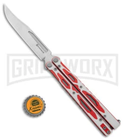 Maxace Unicorn White/Red G-10 Balisong Butterfly Knife - Bowie Satin Plain 11 Maxace Unicorn White/Red G-10 Balisong Butterfly Knife - Bowie Satin Plain -Blades Maxace Unicorn Balisong Butterfly White Red G10 Satin Bowie GX 40492 jr bottlecap large