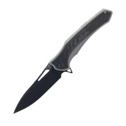 Maxace Amber Folding Knife Titanium/Carbon Fiber Handle M390 Plain Black Blade