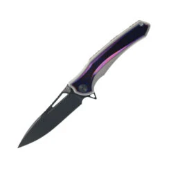 Maxace Amber Folding Knife Titanium/Timascus Handle M390 Plain Black Blade