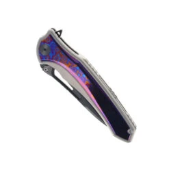 Maxace Amber Folding Knife Titanium/Timascus Handle M390 Plain Black Blade -Blades Maxace MM38 1 B03 35761.1739988544