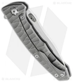 Maxace Corvus Framelock Flipper Knife Gray Ti (3.75" Satin M390) -Blades maxace corvus m390 grey side cm